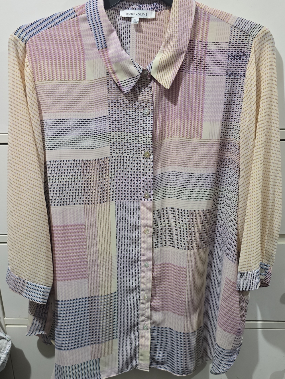 Rose & Olive Pastel Plaid Button-Up Shirt